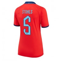 Camiseta Inglaterra John Stones #5 Segunda Equipación Replica Mundial 2022 para mujer mangas cortas